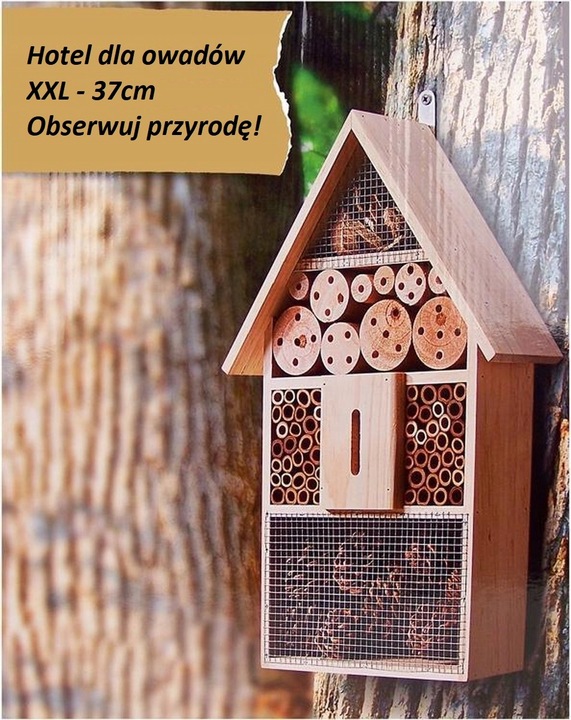 DOMEK hotel BUDKA LĘGOWA DLA OWADÓW MOTYLI Z NATURALNEGO DREWNA DUŻY Z KORĄ