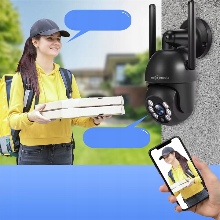 Kamera Zewnętrzna WiFi Obrotowa IP Do Monitoringu Domu Tuya 5MPx ZOOM 5Mp