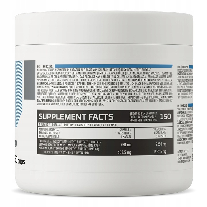 OstroVit HMB 2250 mg 150 kaps REGENERACJA SIŁA