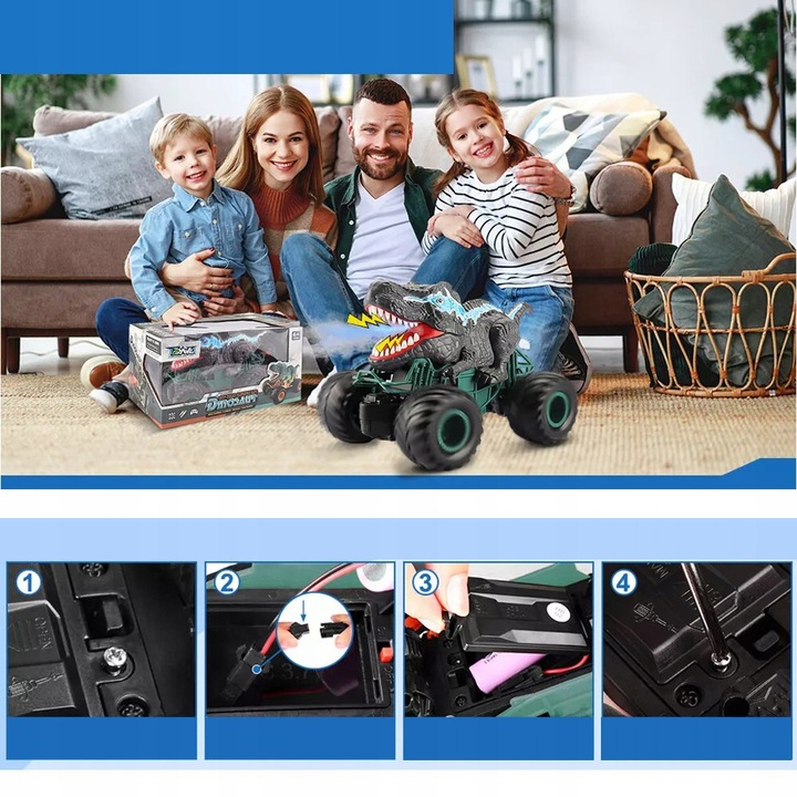 ZDALNIE STEROWANY SAMOCHÓD RC, SAMOCHÓD RC CAR MONSTER TRUCK DINOZAURY