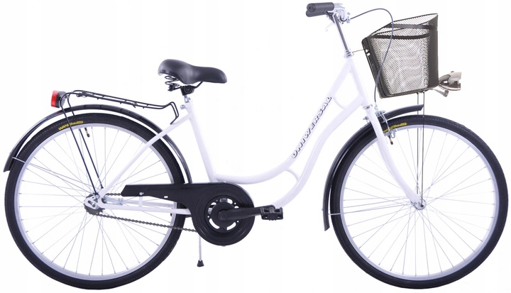 Rower Damski Damka Męski Miejski Retro Uniwersal 28 Kosz Biały