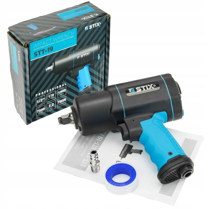 KLUCZ PNEUMATYCZNY UDAROWY KOMPOZYTOWY DO KÓŁ KOMPRESORA 1900NM STT-19 STIX