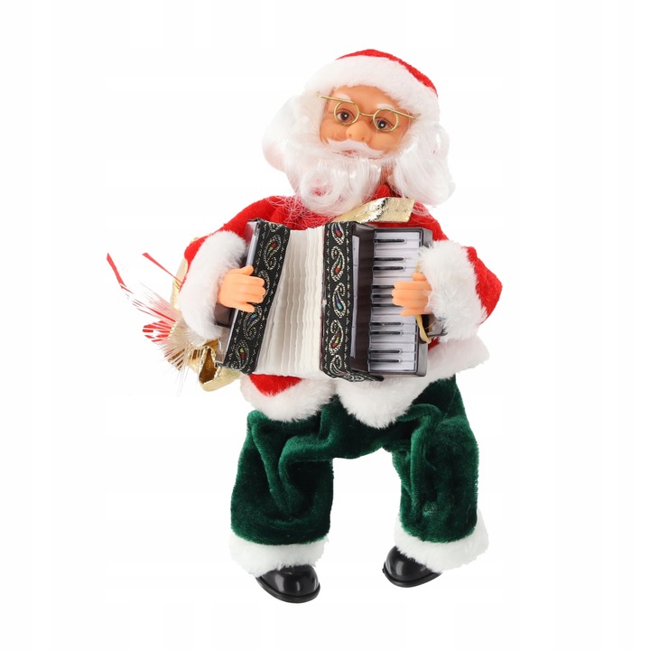 MIKOŁAJ Z AKORDEONEM - GRAJĄCY LED 25,5 CM OZDOBA BOŻONARODZENIOWA