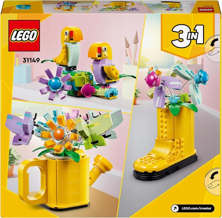 PREZENT LEGO DLA 8+ LATKI Creator 31149 Kwiaty w konewce + TORBA LEGO