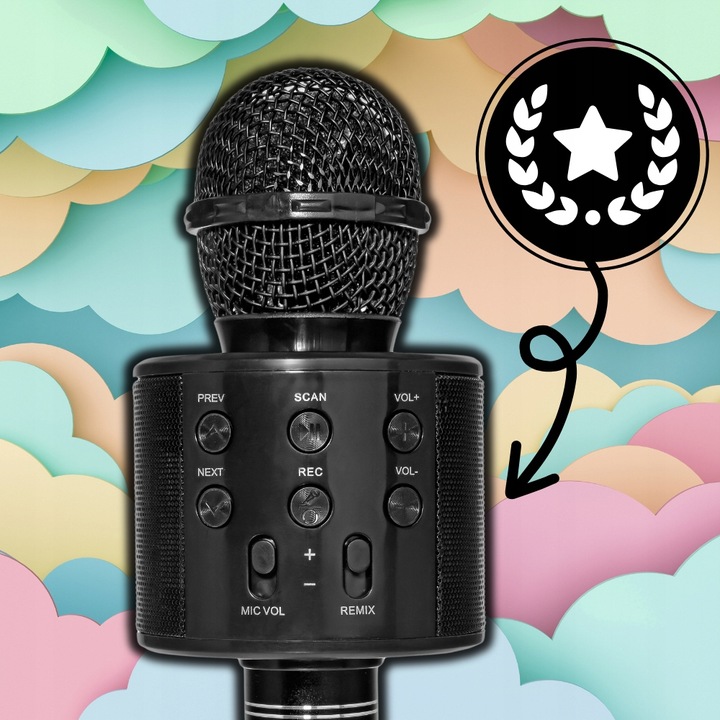 BEZPRZEWODOWY MIKROFON DLA DZIECI ZESTAW DO KARAOKE BLUETOOTH ETUI USB