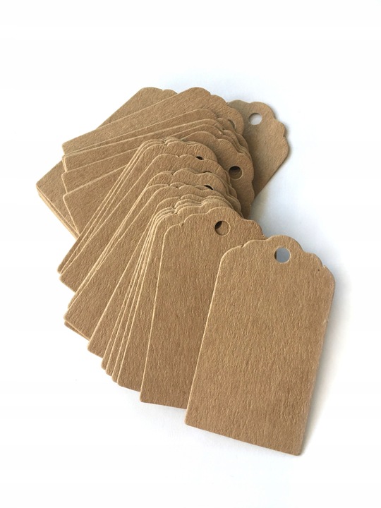 100 szt Zawieszki papierowe Etykiety metki Sznurek jutowy 45mb do prezentów