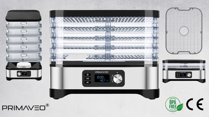 Suszarka do Grzybów Owoców Warzyw 16,8L TERMOOBIEG 450W TIMER PRIMAVEO 7SIT