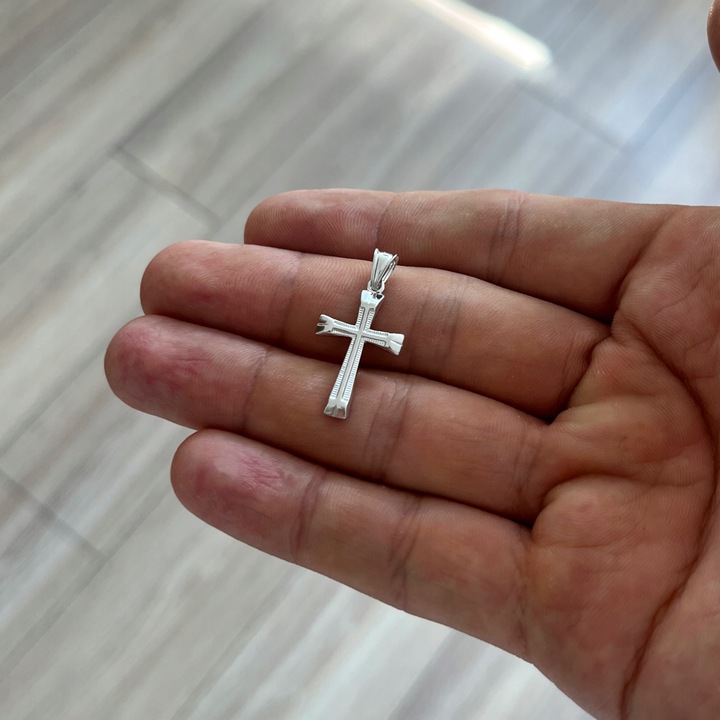 SREBRNY MĘSKI KRZYŻYK PR. 925 RODOWANY KRZYŻ + GRAWER PREZENT NA DZIEŃ OJCA