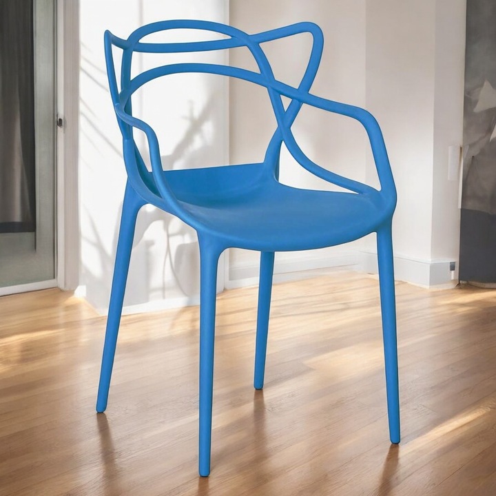 Krzesło Ogrodowe Tarasowe Duże Wygodne Mocne Niebieskie Na Działkę Balkon