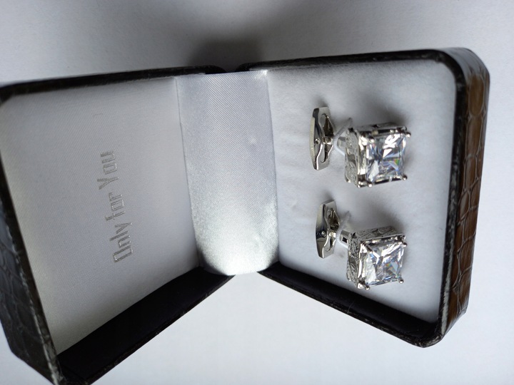 Srebrne klasyczne spinki do mankietów koszuli