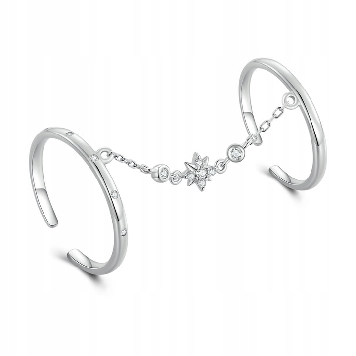 Pierścionek Srebrny Regulowany Podwójny Srebro 925