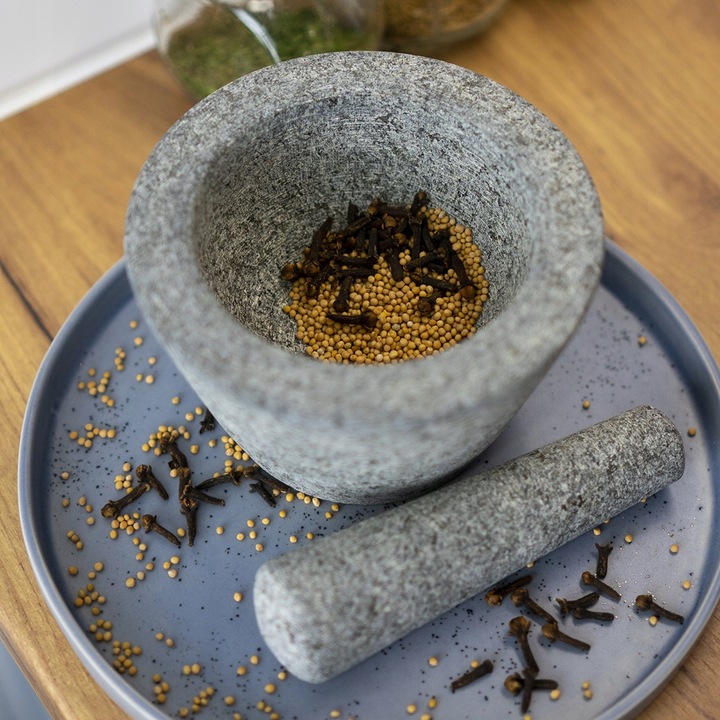 solidny moździerz kuchenny z tłuczkiem Granitowy trwała jakość prezent