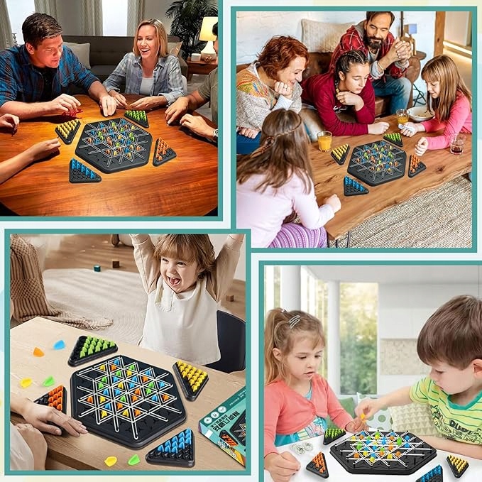 TRIANGLE CHESS BOARD GAME, INTERACTIVE PEGBOARD GAME, DESKTOP BOARD GAMES