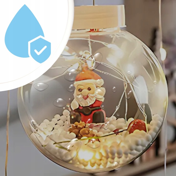 LAMPKI CHOINKOWE LED BOMBKI MIKOŁAJE ŚWIĄTECZNE 10 KUL LED NA USB 3M PILOT