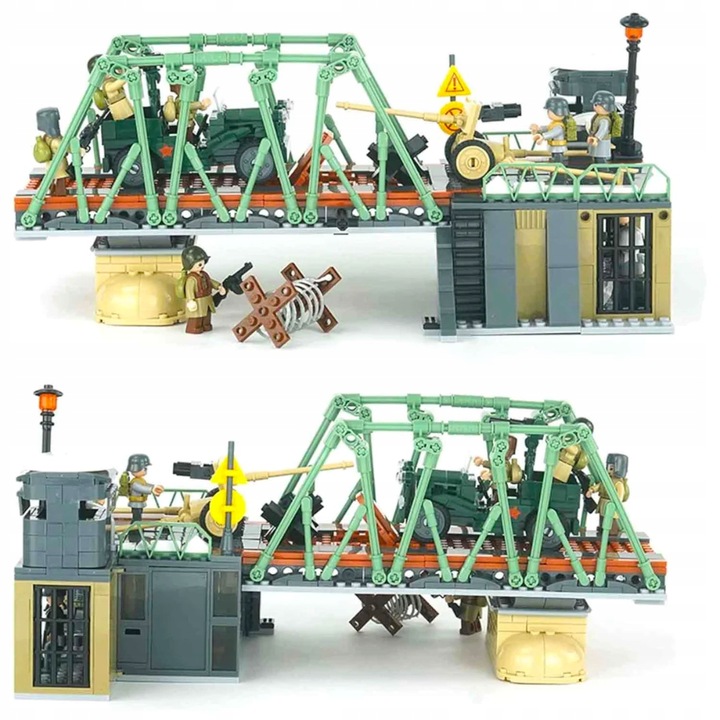 Klocki Bitwa Na Moście Jeep W Pułapce Armia Wojsko BUNKIER DZIAŁO 8 FIGUREK