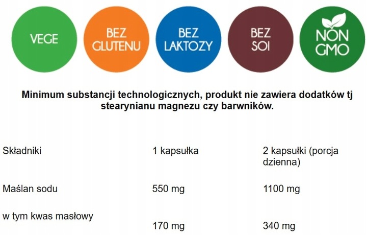 Maślan sodu 100 kapsułek 550mg ALINESS