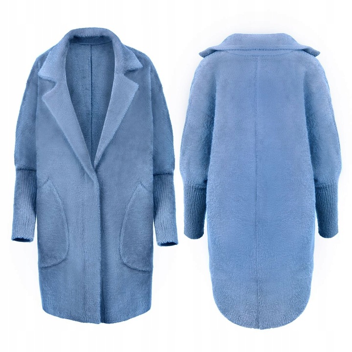 PŁASZCZ ALPAKA KOŁNIERZ WEŁNA KOLOR BABY BLUE