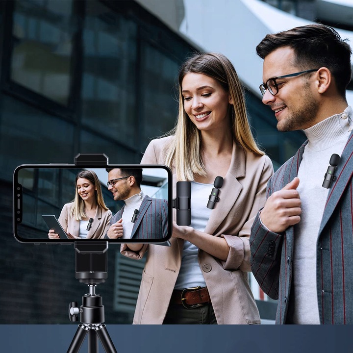 2x MIKROFON BEZPRZEWODOWY KRAWATOWY + ODBIORNIK USB-C + ADAPTER DO IPHONE