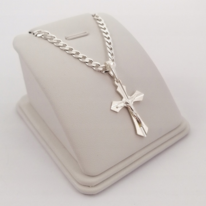 SREBRNY ŁAŃCUSZEK PANCERKA+KRZYŻYK 925+GRAWER DLA CHŁOPCA NA CHRZEST ROCZEK