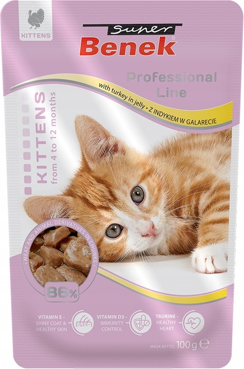 Benek Saszetki dla Kota Junior Kitten MIX SMAKÓW w Galarecie i Sosie 24x100