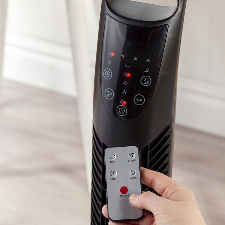 Wentylator Wiatrak Kolumnowy Obrotowy + PILOT Revento Zephyr Black Czarny