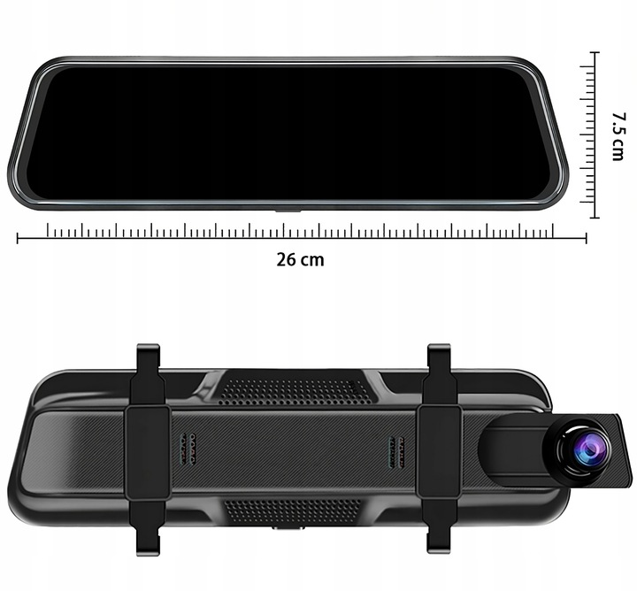 WIDEOREJESTRATOR JAZDY DOTYKOWY KAMERA COFANIA REJESTRATOR PRZÓD TYŁ MenuPL