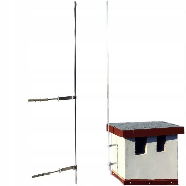 Iglica Kominowa Odgromowa 1,3 m Na Piorunochron Z Nierdzewnym Mocowaniem