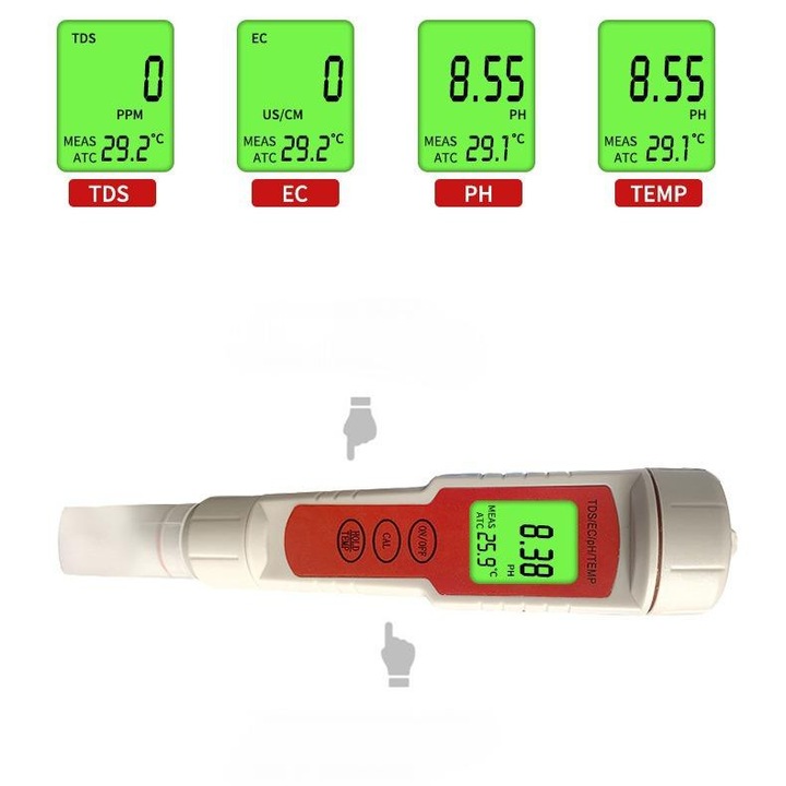 PROFESJONALNY MIERNIK TESTER PH TDS EC TEMP 4 W 1