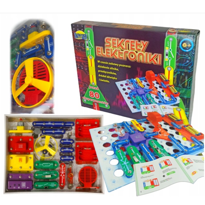 ZESTAW DOŚWIADCZALNY DLA DZIECI SEKRETY ELEKTRONIKI ponad 80 eksperymentów