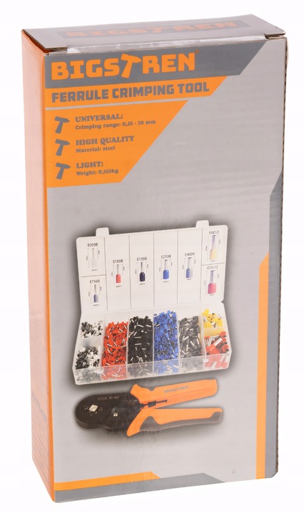 ZACISKARKA PRASKA DO TULEJEK KOŃCÓWEK 0,25-10MM ZESTAW DO TULEJEK 1200 SZT