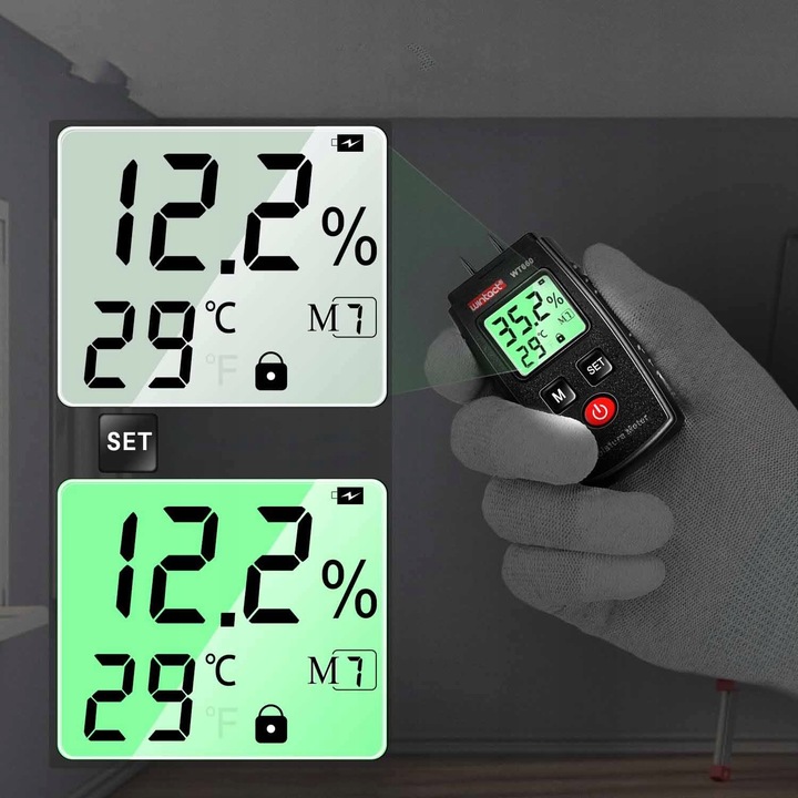 MIERNIK WILGOCI WILGOTNOŚCI WILGOTNOŚCIOMIERZ DREWNA DRZEWA + 2XAKU