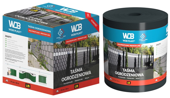 TAŚMA OGRODZENIOWA PREMIUM ANTRACYTOWA 19cmx26m OSŁONA OGRODZENIE PANELOWE