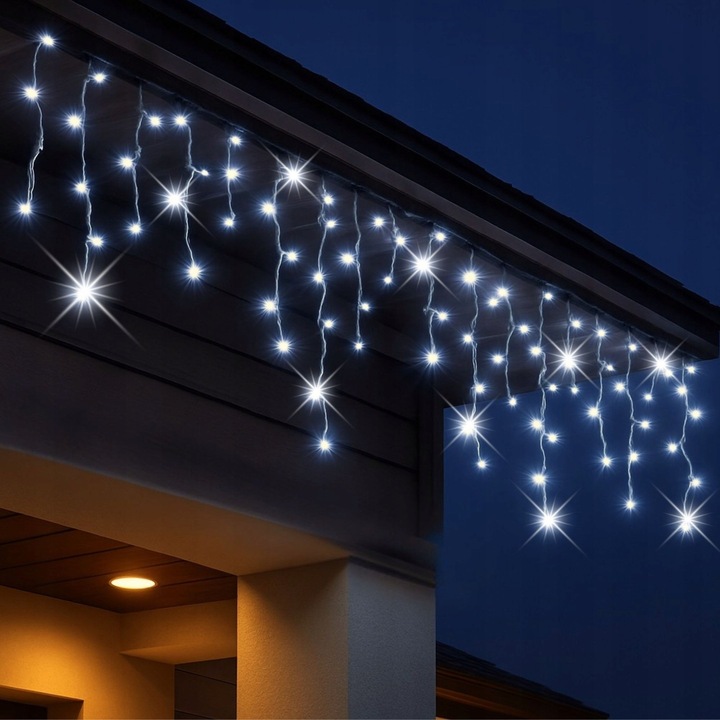 SOPLE 500 LED KURTYNA LAMPKI ZEWNĘTRZNE IP44 FLASH Białe ZIMNE 25M GRUBE