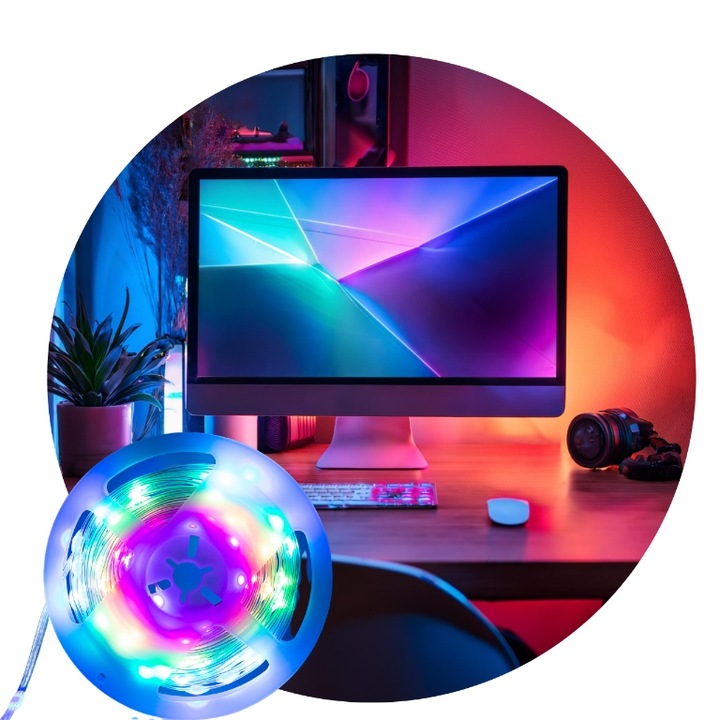 Magiczne lampki Choinkowe RGB USB IP65 200 led 10m Pilot Aplikacja DC 5V