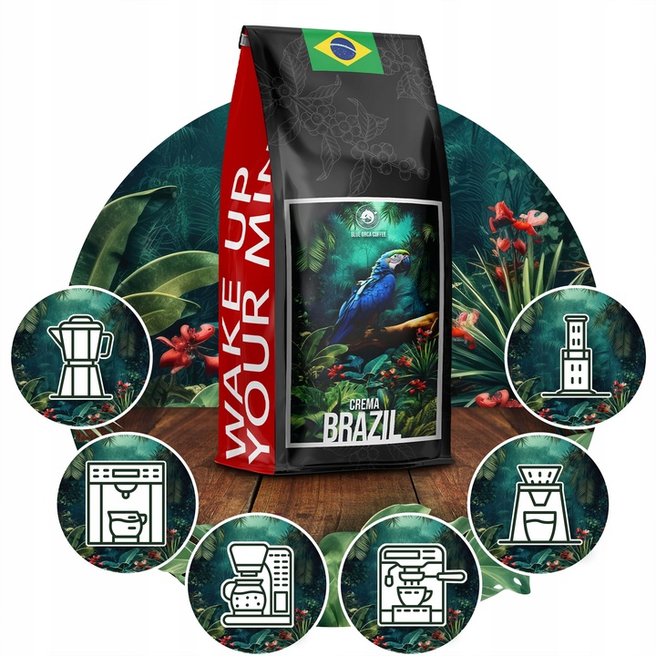 Kawa Ziarnista BRAZYLIA CREMA -ŚWIEŻO PALONA 1KG- Palarnia Blue Orca Coffee