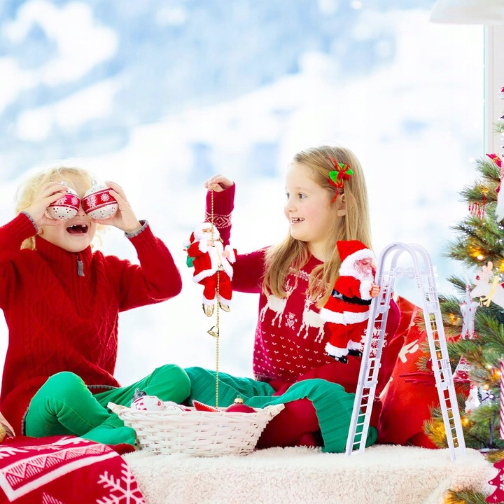 MIKOŁAJ PNĄCY SIĘ NA LINIE 100cm WSPINAJĄCY SIĘ MIKOŁAJ MELODIE ŚWIATEŁKA