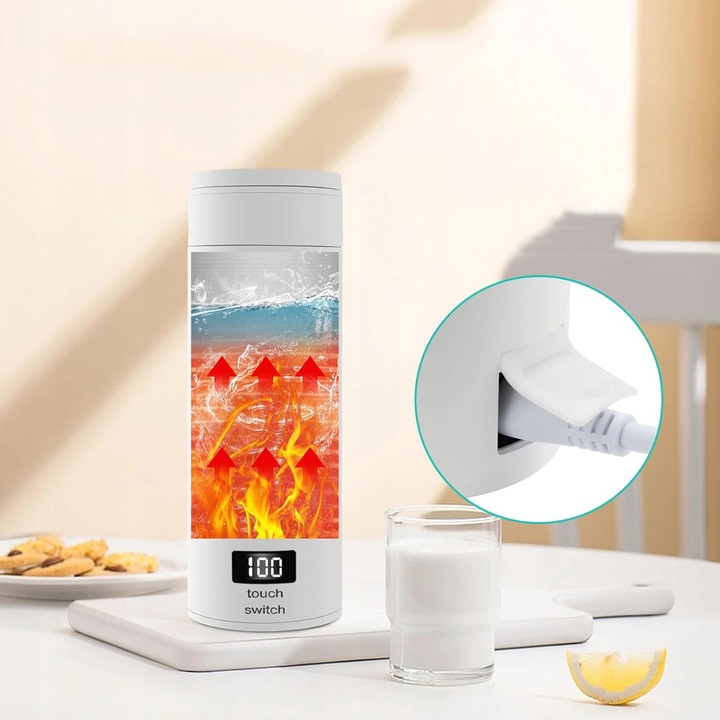 PODRÓŻNY MAŁY CZAJNIK ELEKTRYCZNY Z REGULACJĄ TEMPERATURY, KUBEK PODRÓŻNY
