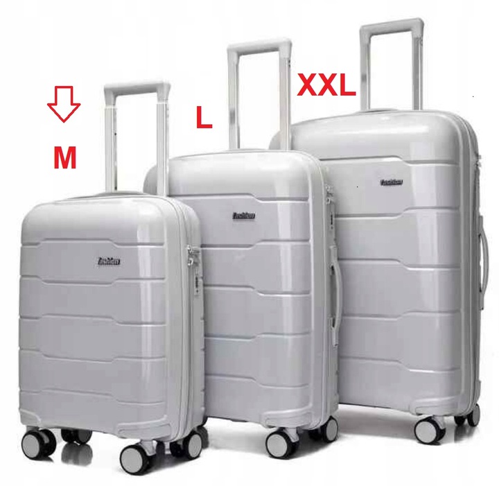 WALIZKA KABINOWA 37L srebrna szarość 55cm x 35cm x 22cm polipropylen twarda