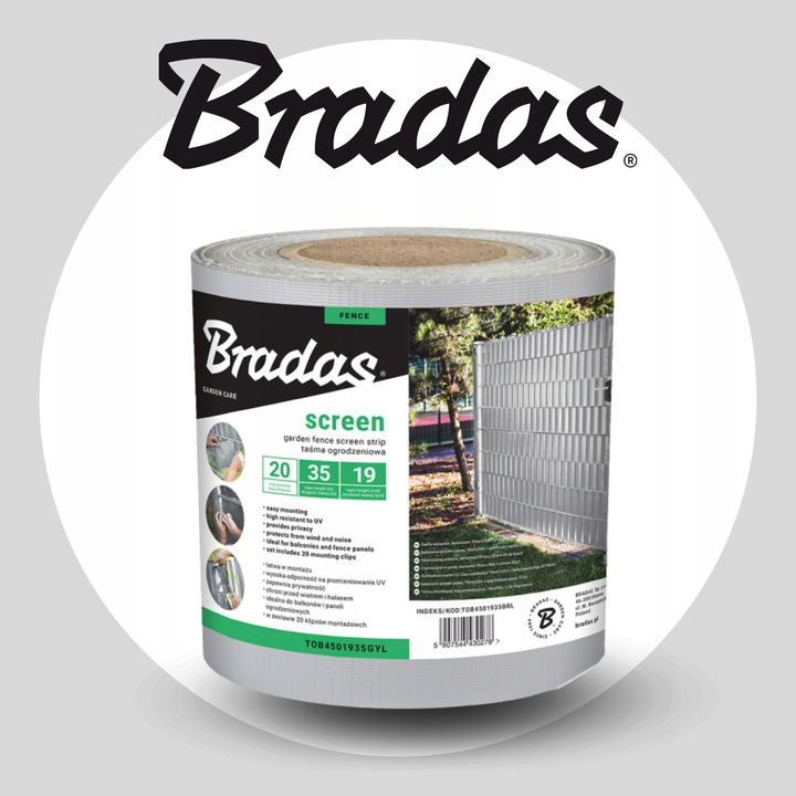 Taśma ogrodzeniowa SZARA 19 cm x 35 m OSŁONA NA OGRODZENIE PANELOWE PŁOT