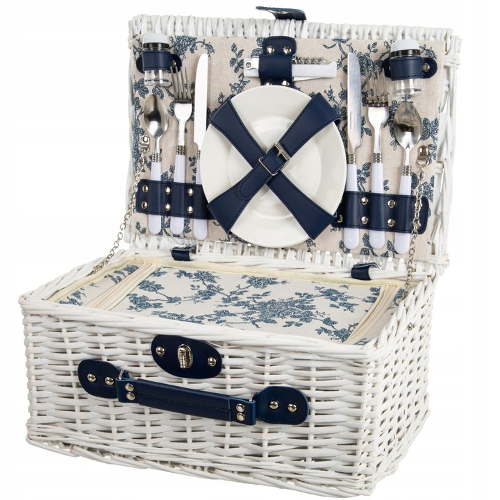 KOSZ NA PIKNIK KOSZYK PIKNIKOWY WIKLINOWY TERMICZNY Z WYPOSAŻENIEM DLA 2 OS