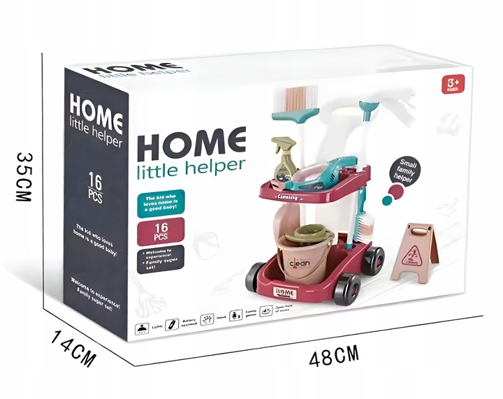 Zestaw do Sprzątania Czyszczenia dla Dzieci Wózek Mop Odkurzacz Miotła 16el