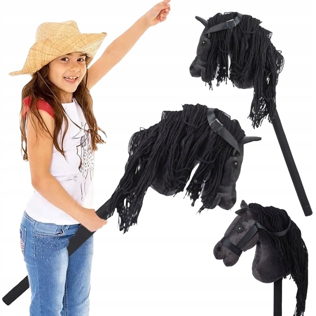 HOBBY KOŃ NA PATYKU KIJU ZABAWKA GŁOWA KONIA HORSE KONIK Z GRZYWĄ DŹWIĘK