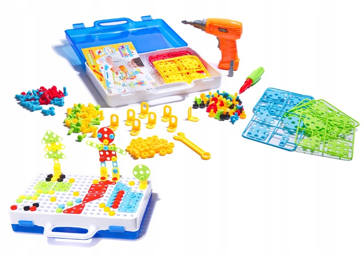 ZABAWKA KLOCKI KONSTRUKCYJNE W WALIZCE 237EL. ZESTAW DIY WKRĘTARKA EDUKACJA