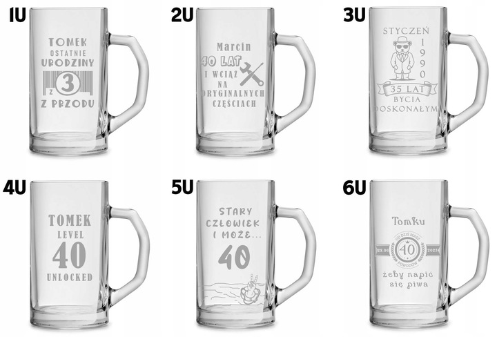 Duży kufel do piwa na prezent z grawerem 640ml logo tekst urodziny