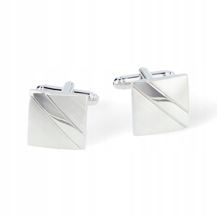 Spinki do Mankietów Srebrne Mosiężne Kwadrat Lancerto 251