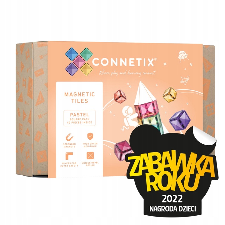 Connetix: 40 el. Klocki magnetyczne Pastel Square
