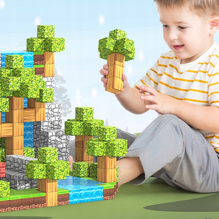 MAGNETYCZNE KLOCKI KONSTRUKCYJNE CHATY KOSTKI 3D STEM DLA DZIECI 100EL