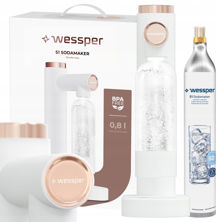 SATURATOR WODY GAZOWANEJ WESSPER SODA MAKER CYLINDER CO 2 BUTELKA NA WODĘ