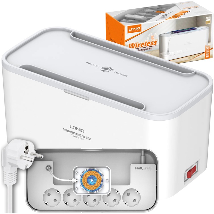 Ładowarka Listwa Zasilacz Organizer Kabli USB QI