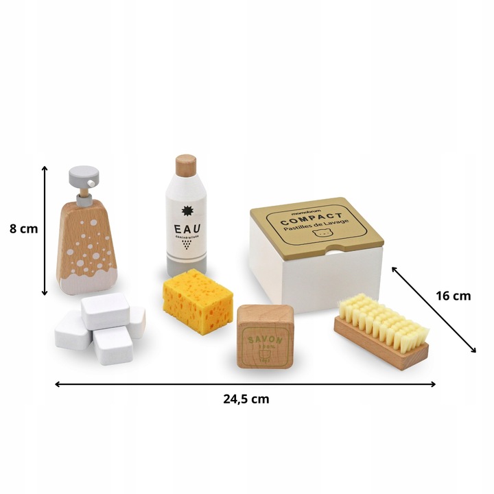 Zabawka Edukacyjna DREWNIANY Zestaw do SPRZĄTANIA DLA DZIECI - 10 ELEMENTÓW